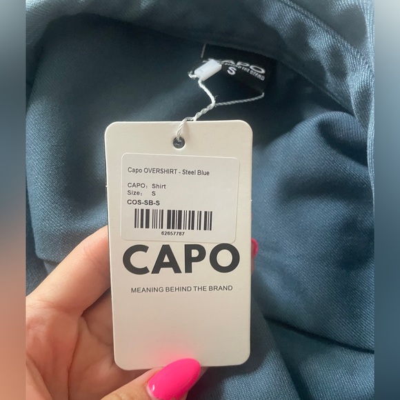 Capo Coastal Blue Overshirt Button-Up Shirt Shacket - Picture 6 of 7